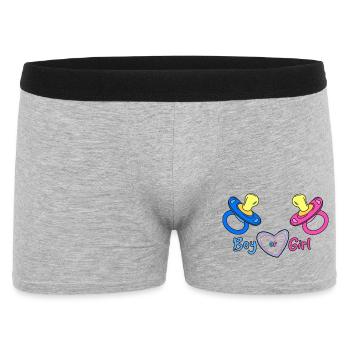 Boy or Girl Herzdesign Babyprint - Männer Boxer Shorts - Grau meliert - Vorne