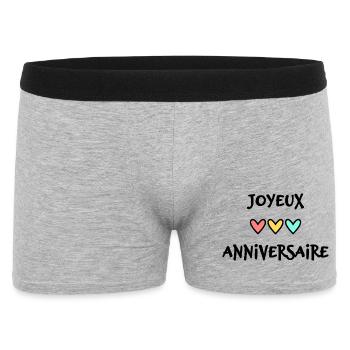 JOYEUX ANNIVERSAIRE. HAPPY BIRTHDAY. ANNIVERSAIRE. - Boxer Homme - gris chiné - Devant