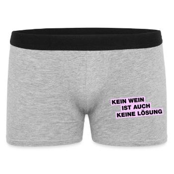 Kein WEIN ist auch keine Lösung - Männer Boxer Shorts - Grau meliert - Vorne