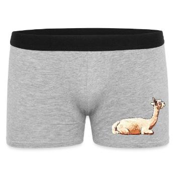 süße Tierdesigns, Alpaka Stute liegend - Männer Boxer Shorts - Grau meliert - Vorne