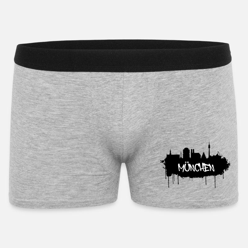 München Graffiti Skyline - Männer Boxer Shorts - Grau meliert