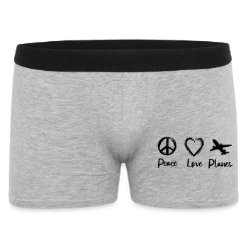 Ich liebe Flugzeuge - Männer Boxer Shorts - Grau meliert - Vorne