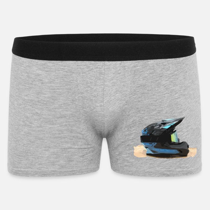 Motocross Helm - Männer Boxer Shorts - Grau meliert
