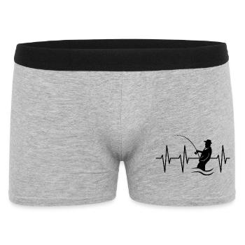 battement de cœur pêcheur pulsation ecg symbole lac poisson - Boxer Homme - gris chiné - Devant