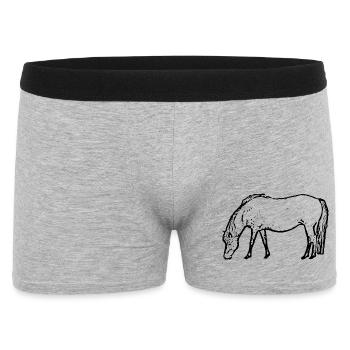 Pferd schwarz - Männer Boxer Shorts - Grau meliert - Vorne