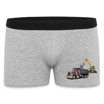 Lastwagen mit Bagger - Männer Boxer Shorts - Grau meliert - Vorne