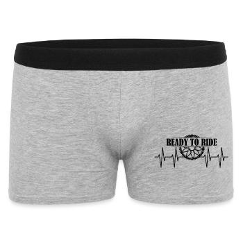 ready to ride fahrrad symbol Herzschlag icon Logo - Männer Boxer Shorts - Grau meliert - Vorne