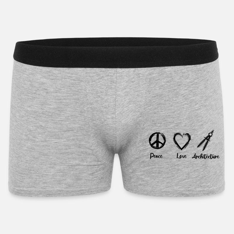 Peace Love Architecture - Männer Boxer Shorts - Grau meliert