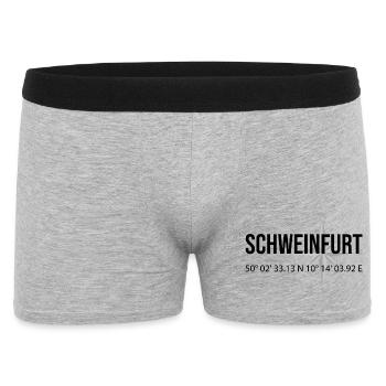 Koordinaten Schweinfurt - Männer Boxer Shorts - Grau meliert - Vorne