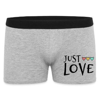 HERZ. HERZ. VALENTINSTAG. LIEBE. LIEBE. PAAR. - Männer Boxer Shorts - Grau meliert - Vorne