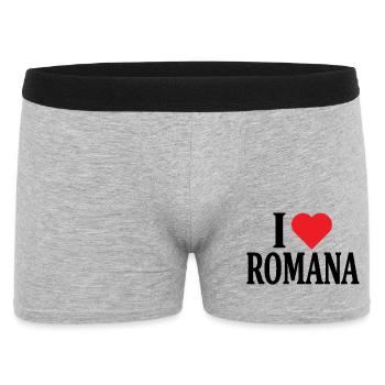 T-Shirt I love Romana T-Shirt Geschenkidee - Männer Boxer Shorts - Grau meliert - Vorne