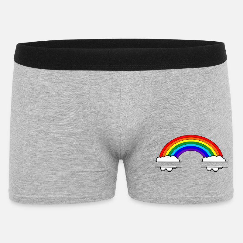 Regenbogen mit zwei Namensblasen - Männer Boxer Shorts - Grau meliert