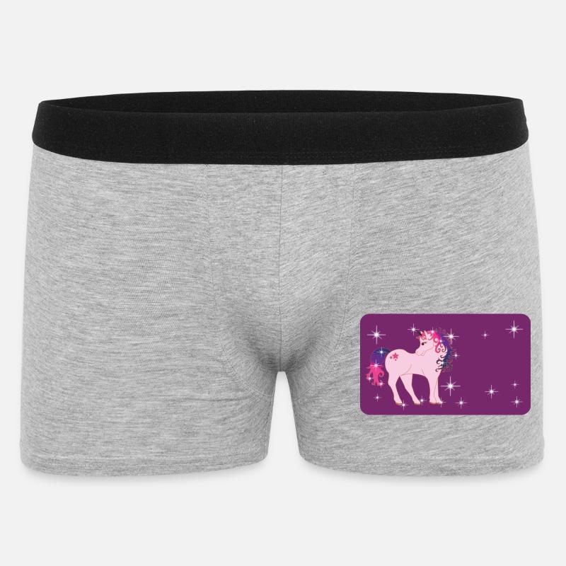 Fantasy Einhorn mit Sternchen - lila  - Männer Boxer Shorts - Grau meliert