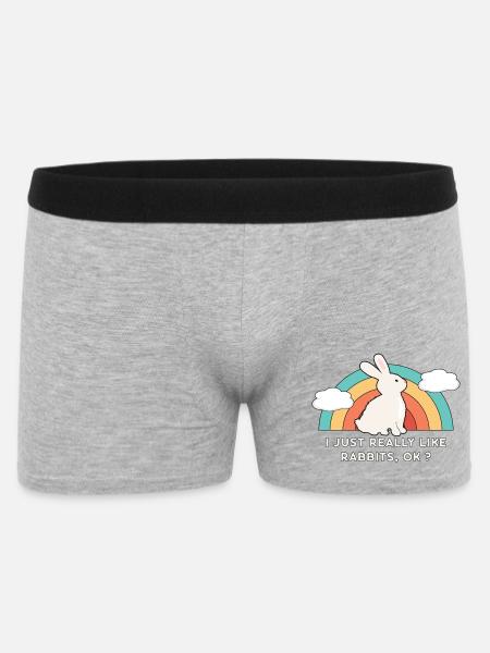 80er 90er Retro Sonne mit Hase Kaninchen Spruch - Männer Boxer Shorts - Grau meliert