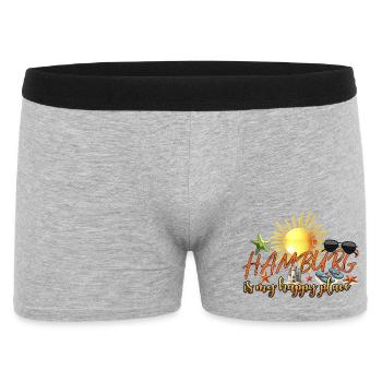 Hamburg is my happy place Urlaubsreise Nordsee - Männer Boxer Shorts - Grau meliert - Vorne