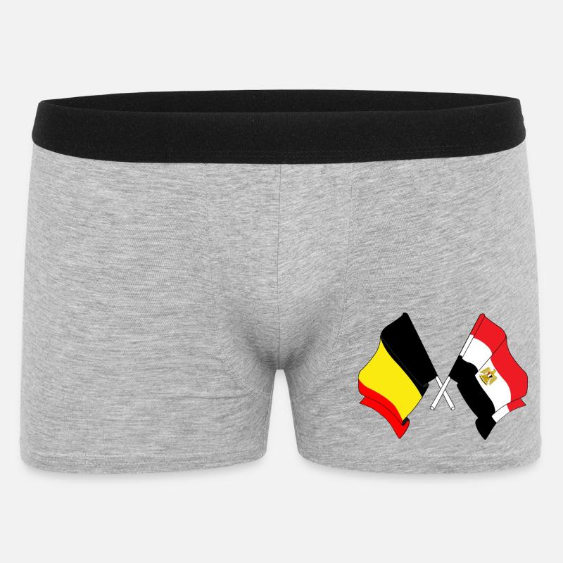 Drapeau Belgique, drapeau Égypte - Boxer Homme - gris chiné