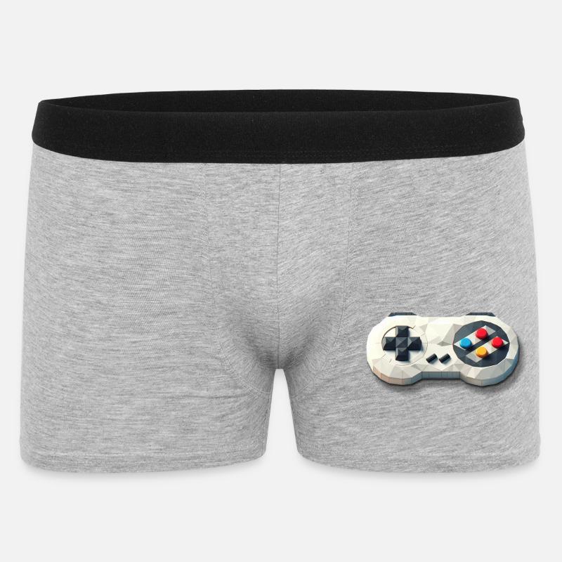 Retro Controller 16 Bit Gaming Nostalgie - Männer Boxer Shorts - Grau meliert