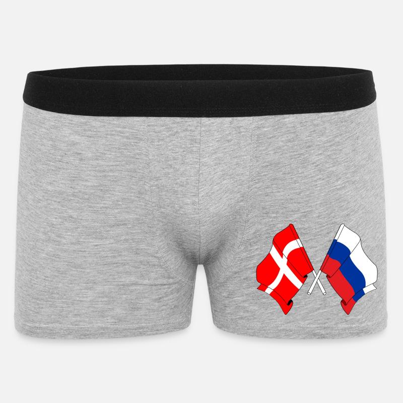 Drapeau Danemark, drapeau Russie - Boxer Homme - gris chiné