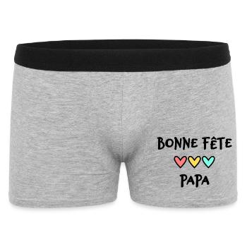 PAPA. FÊTE DES PÈRES. BONNE FÊTE PAPA. BONNE FÊTE. - Boxer Homme - gris chiné - Devant