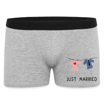 GERADE VERHEIRATET. Junggesellinnenabschied. VALENTINSTAG. PAAR - Männer Boxer Shorts - Grau meliert - Vorne