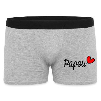 PAPUA. PAPA. VATERTAG. FROHER VATERTAG - Männer Boxer Shorts - Grau meliert - Vorne
