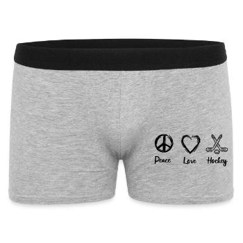 Eishockey Liebe - Männer Boxer Shorts - Grau meliert - Vorne