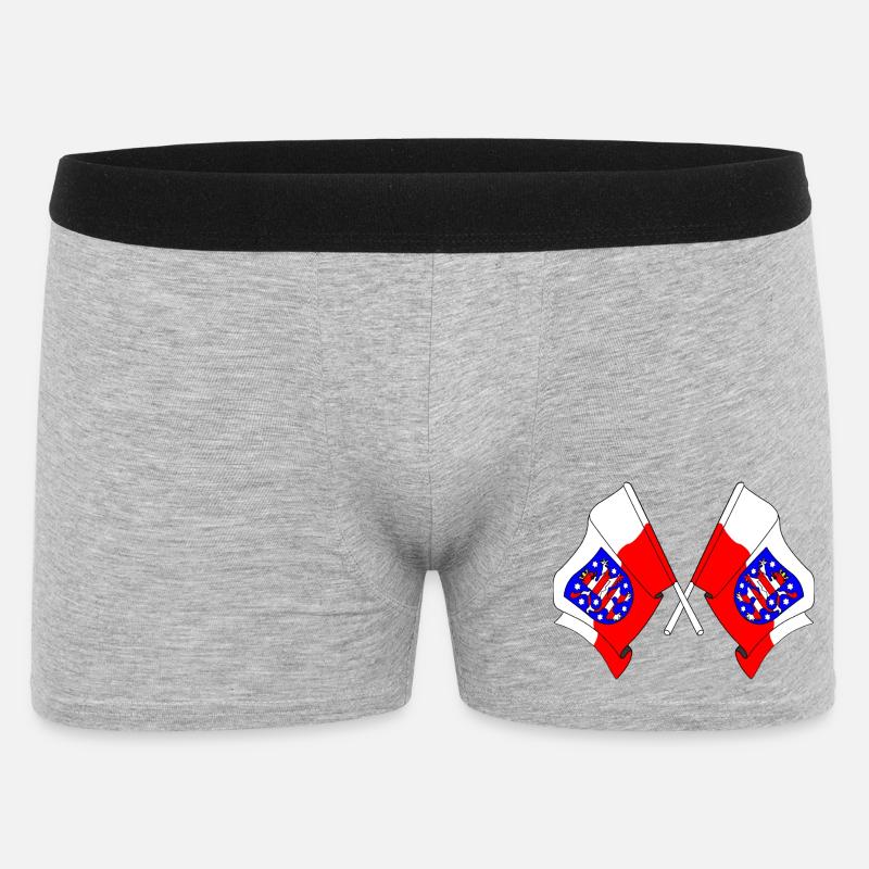 Deux drapeaux traversent la Thuringe - Boxer Homme - gris chiné