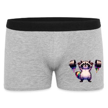 Rainbow Raccoon Lifts Heavy Barbell - Men's Boxer Shorts - heather grey - Front