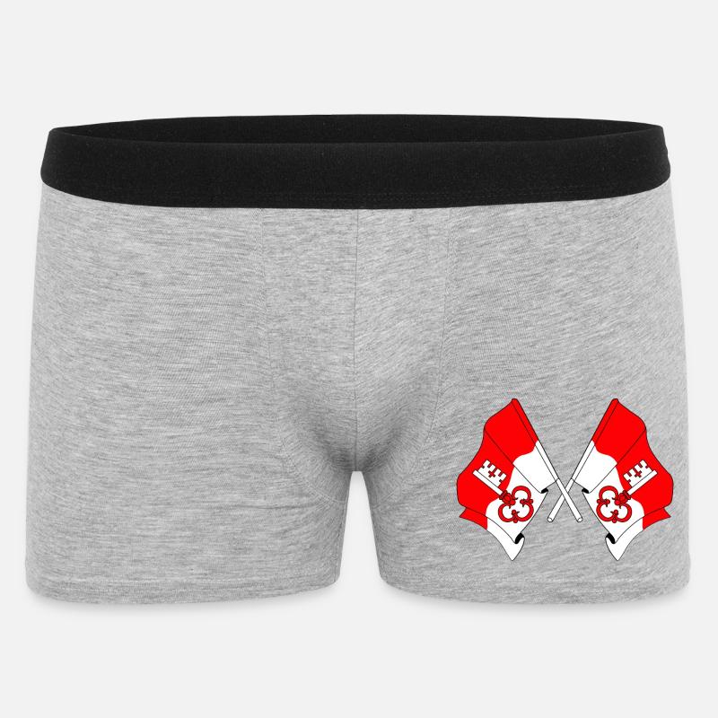 Zwei Flaggen Obwalden Schweiz - Männer Boxer Shorts - Grau meliert