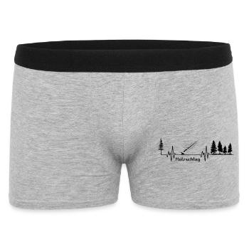 Holzschlag - Herzschlag SCHWARZ Woodlove Holzfälle - Männer Boxer Shorts - Grau meliert - Vorne