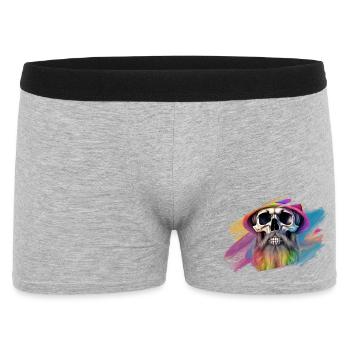 Bunte Regenbogen-Totenkopf-Designe - Männer Boxer Shorts - Grau meliert - Vorne