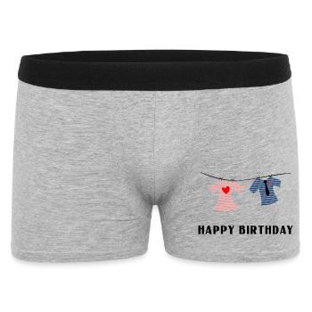 ANNIVERSAIRE. HAPPY BIRTHDAY. JOYEUX ANNIVERSAIRE. - Boxer Homme - gris chiné - Devant