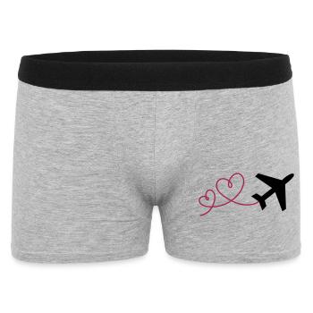 Avion à 2 cœurs - Boxer Homme - gris chiné - Devant