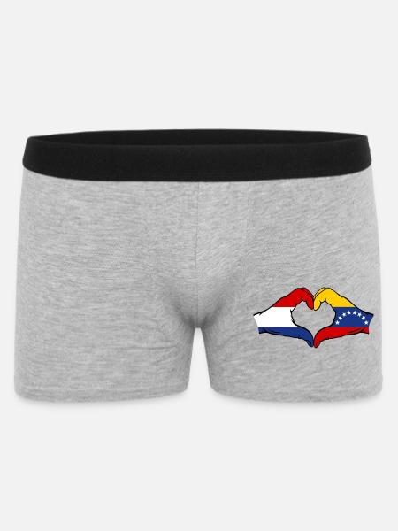 Holland Venezuela Flag Hands Heart Shape - Men's Boxer Shorts - heather grey