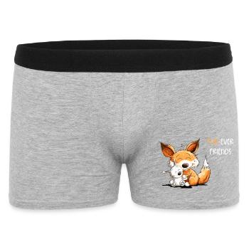Fuchs Mit Hase Freundschaft Spruch - Männer Boxer Shorts - Grau meliert - Vorne
