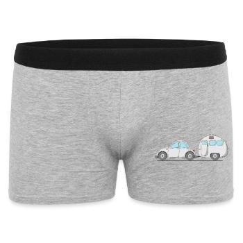 Auto mit Wohnwagen Grau - Männer Boxer Shorts - Grau meliert - Vorne