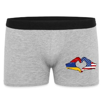 Armenia USA Flag Hands Heart Shape Used - Men's Boxer Shorts - heather grey - Front