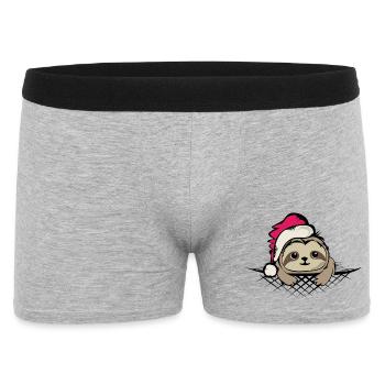 Weihnachtsmann Faultier Mütze comic lustig cartoon - Männer Boxer Shorts - Grau meliert - Vorne