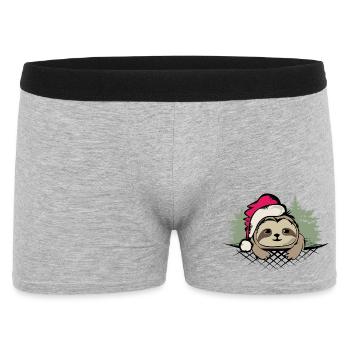 Sloth Christmas Woodland Tree Santa Claus Logo - Men's Boxer Shorts - heather grey - Front