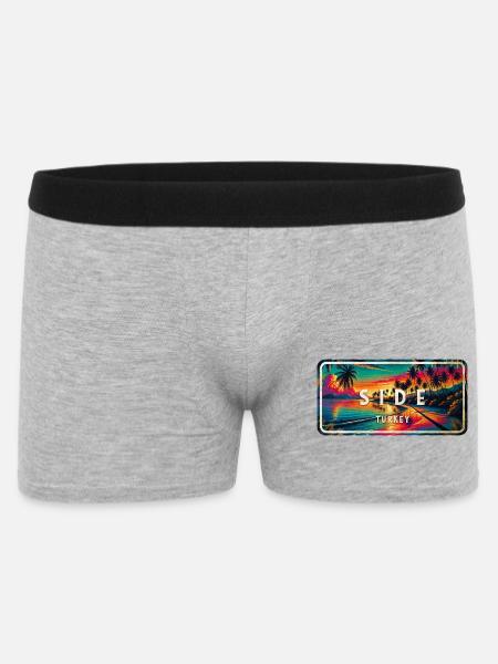 Side Türkei Vintage Sonnenuntergang Schild - Männer Boxer Shorts - Grau meliert