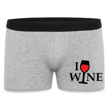 J’aime le vin, j’aime le vin avec un cœur rouge - Boxer Homme - gris chiné - Devant