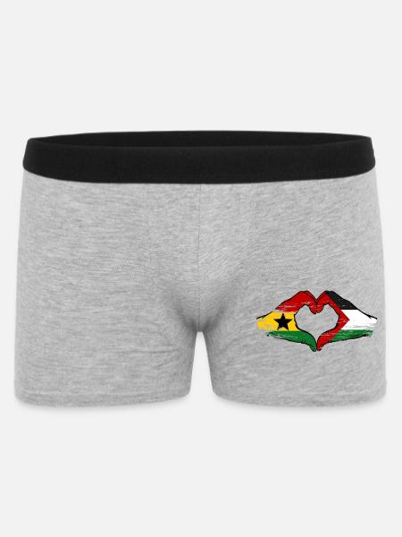 Ghana Palestine Flag Hands Heart Shape Used - Men's Boxer Shorts - heather grey