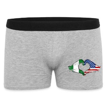 Nigeria USA flag hands heart shape used - Men's Boxer Shorts - heather grey - Front