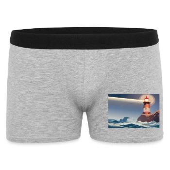 Leuchtturm bei Nacht - Männer Boxer Shorts - Grau meliert - Vorne