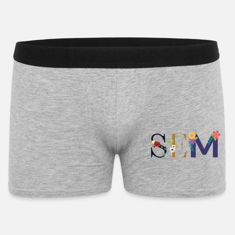 SEM Name mit Blumen geschmückt - Männer Boxer Shorts - Grau meliert