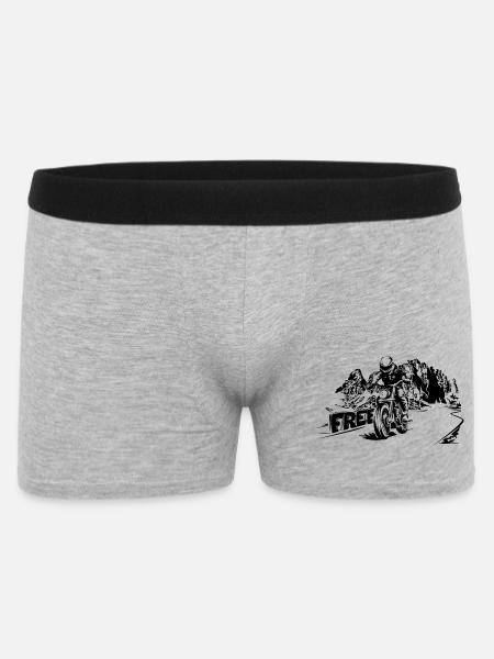 Motorrad frei Berge Dolomiten Biker Symbol Logo - Männer Boxer Shorts - Grau meliert