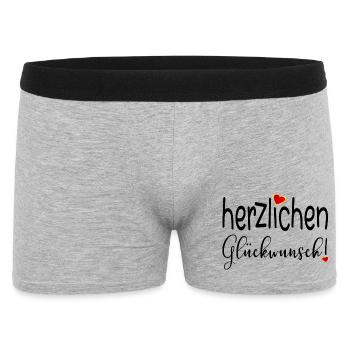 HERZLICHEN GLÜCKWUNSCH HERZ - Männer Boxer Shorts - Grau meliert - Vorne