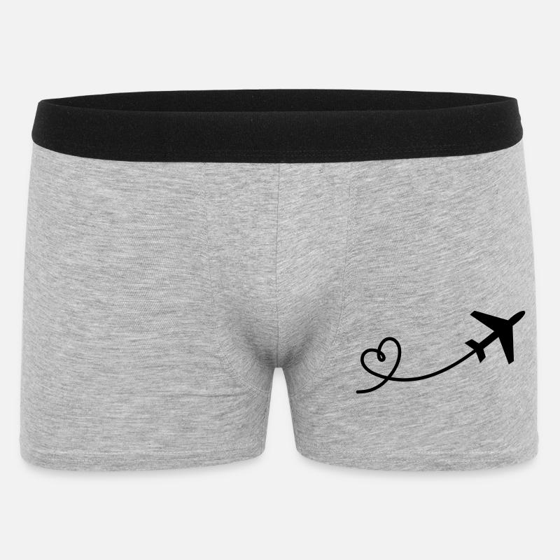 Flugzeug mit Herz - Männer Boxer Shorts - Grau meliert
