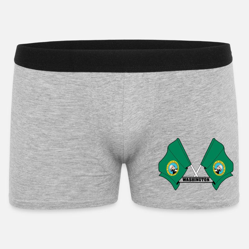 Zwei Flaggen mit dem Text WASHINGTON - Männer Boxer Shorts - Grau meliert
