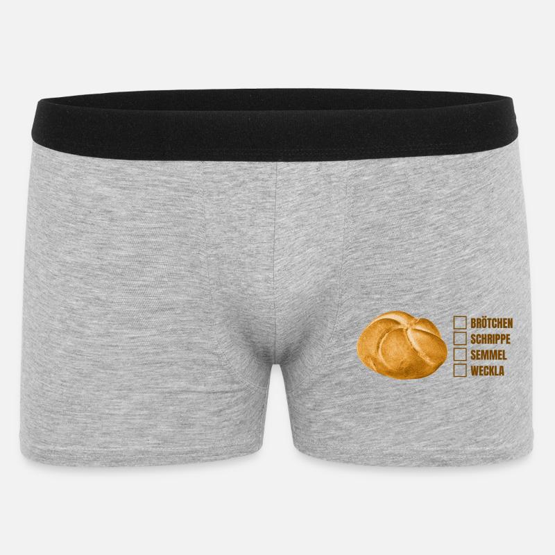 Brötchen oder Semmel? – Lustiges Dialekt-Design - Männer Boxer Shorts - Grau meliert